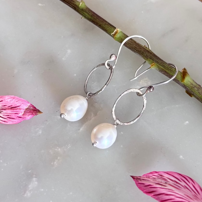 Pearl Oval Earrings