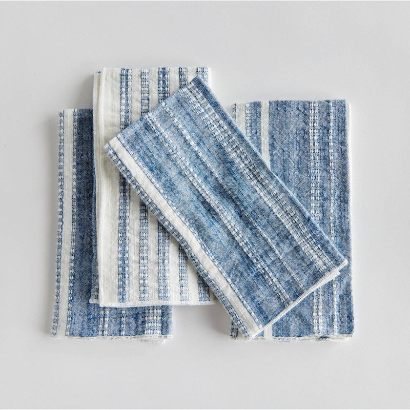Blue Woven Cotton Napkins – Set of Four