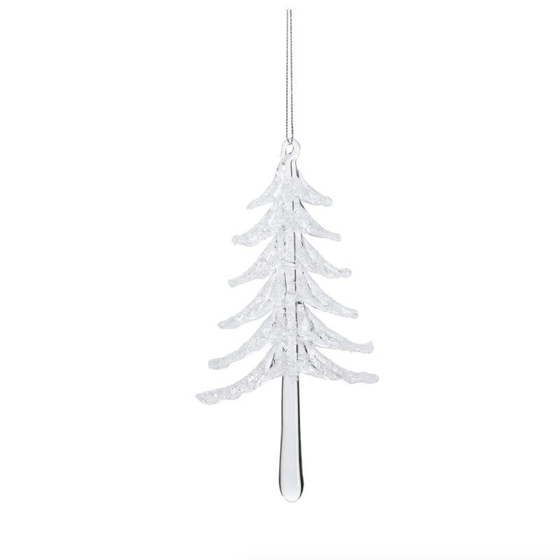 Glittered Glass Snow Tree Ornament