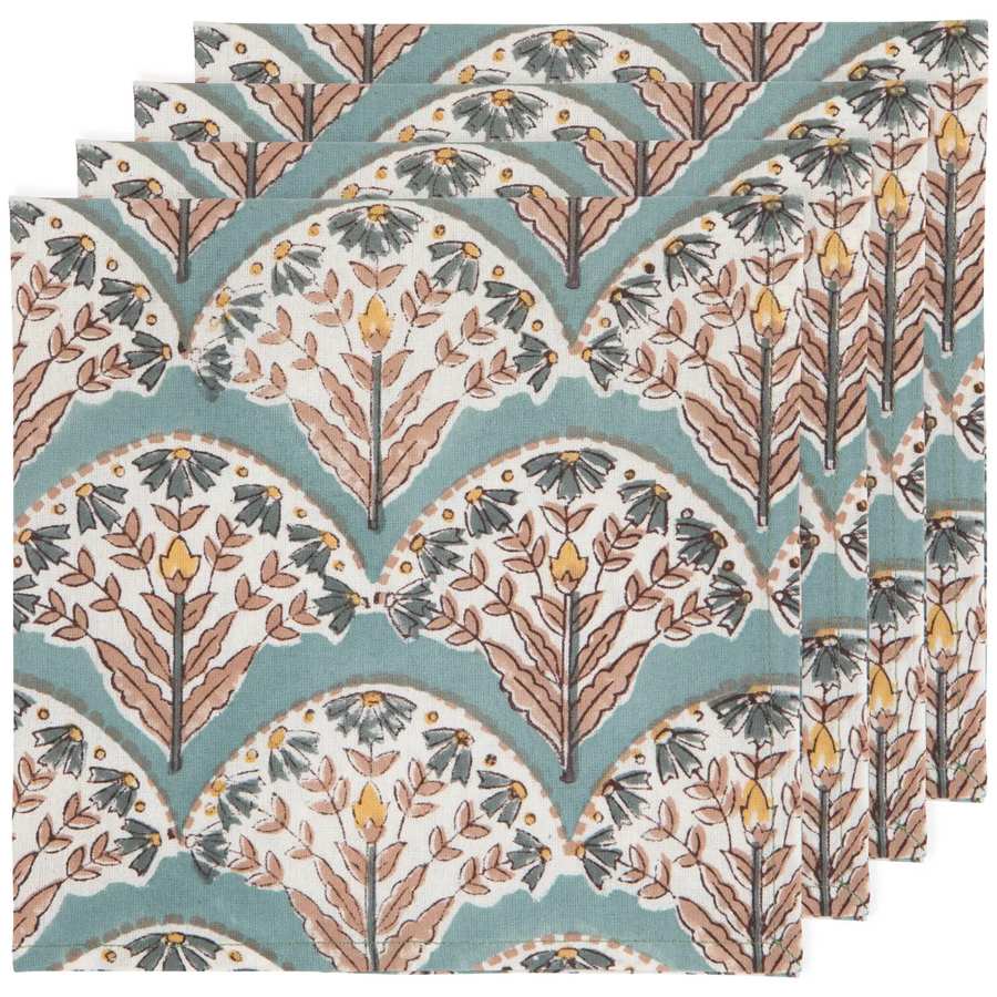 Bouquet Block Print Napkin Set of 4 | DaVallia Art & Interiors Chester Vermont