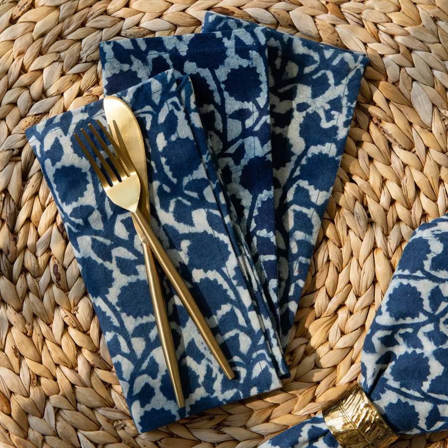 Vinebloom Block Print Napkins Set of 4 | DaVallia Art & Interiors Chester Vermont