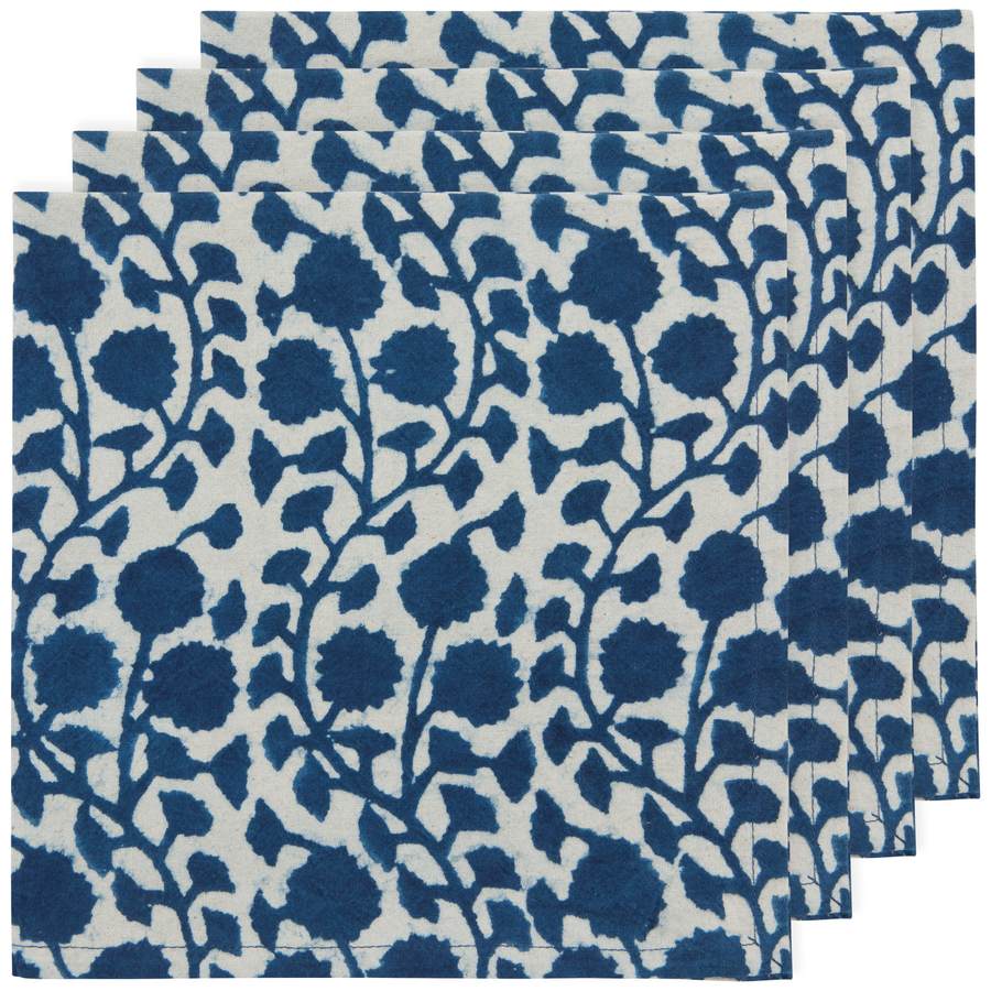 Vinebloom Block Print Napkins Set of 4 | DaVallia Art & Interiors Chester Vermont