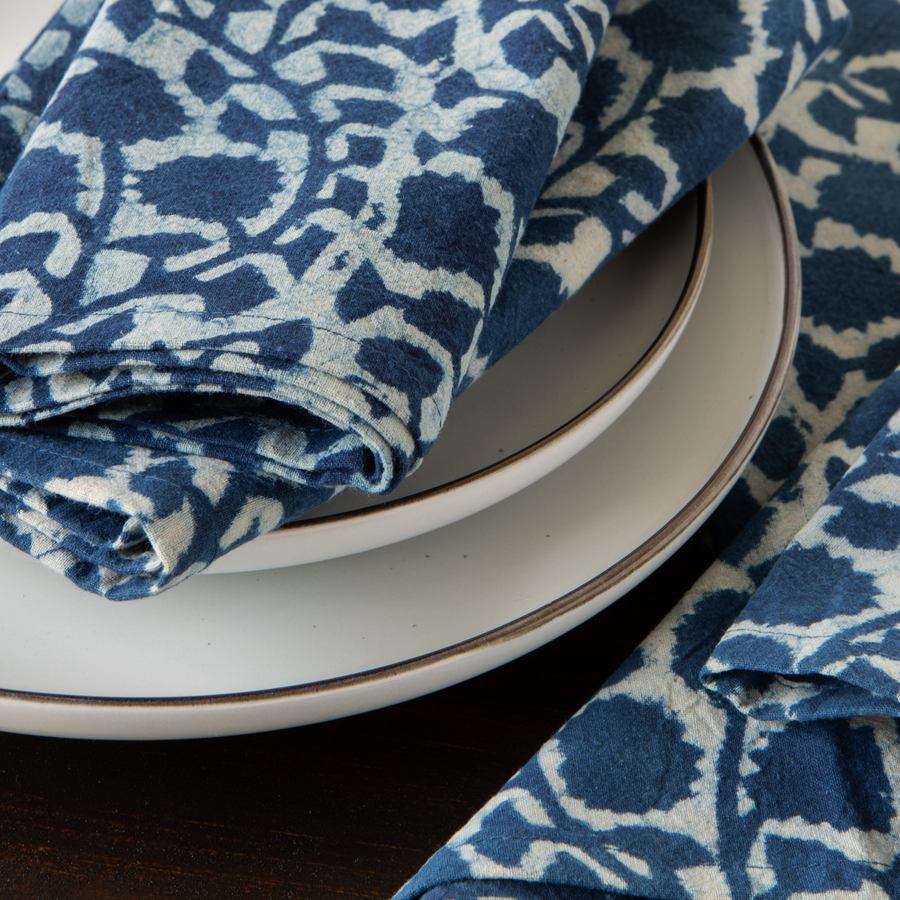 Vinebloom Block Print Napkins Set of 4 | DaVallia Art & Interiors Chester Vermont