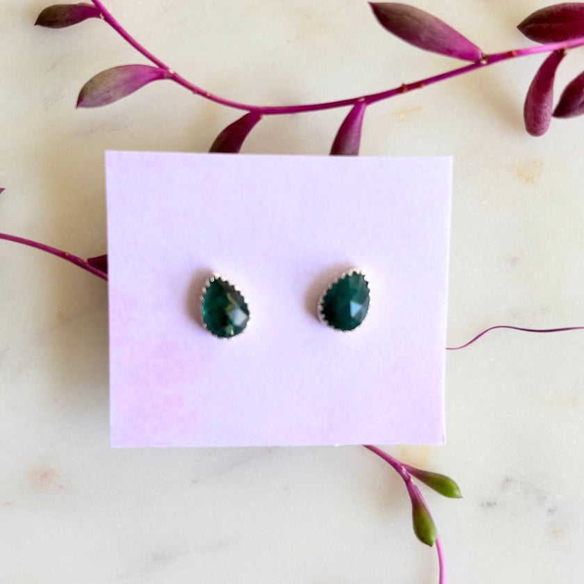 Grandidierite post earrings