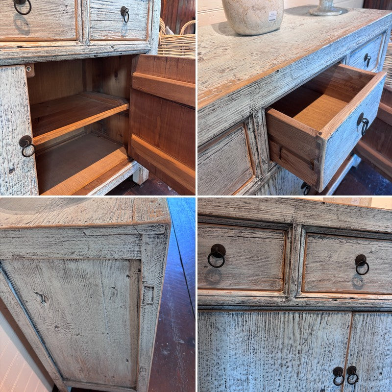 Distressed Light Blue Storage Cabinet