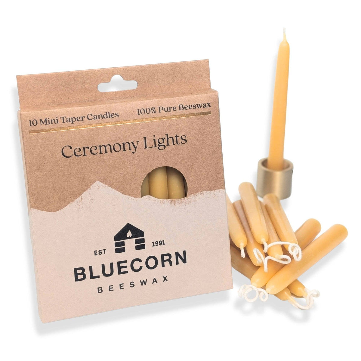 1/2" Ceremony Light Mini Beeswax Taper Candles - 10-Pack