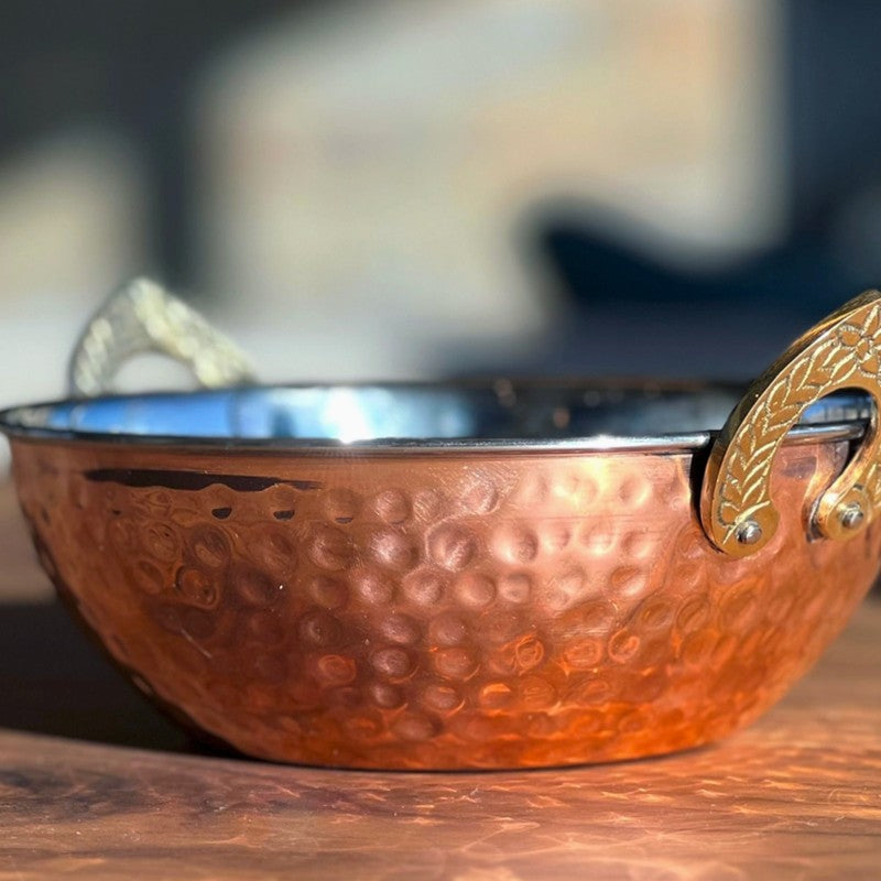 Hand-Hammered Copper & Stainless Steel Serving Bowl