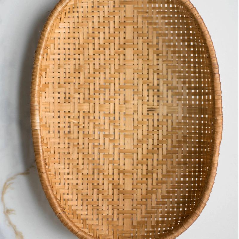 Handwoven Smoked Bamboo Basket Tray