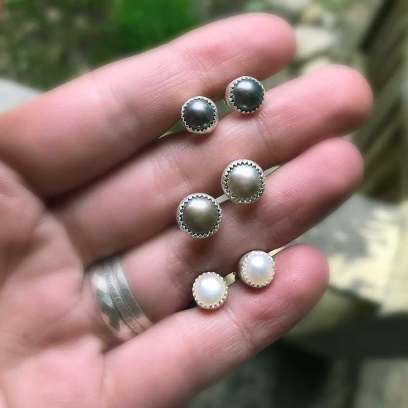 fresh water pearl earrings handmade in VT