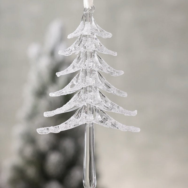 Glittered Glass Snow Tree Ornament