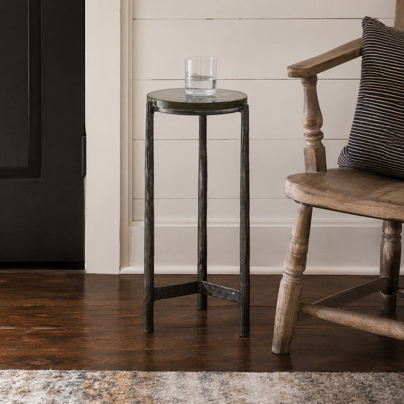 Glass Top Textured Accent Table