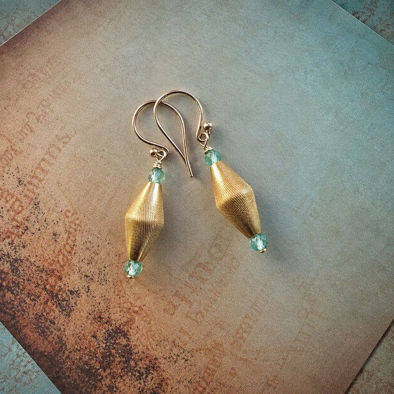 Vintage Gold and Apatite Earrings