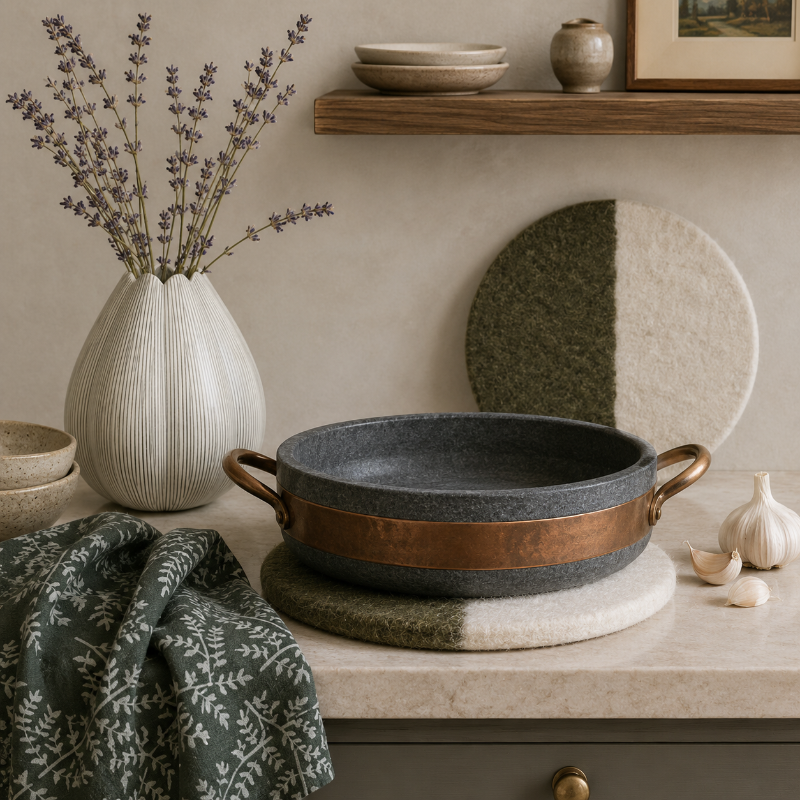 Protect your table in style with this handmade felted wool trivet. Fair Trade crafted from 100% sheep's wool, perfect for hot pots, serving dishes, and gifts.