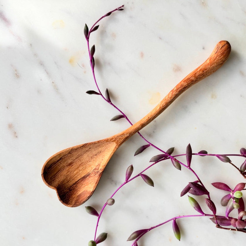 Hand-Carved Wiggle Wooden Heart Spoon