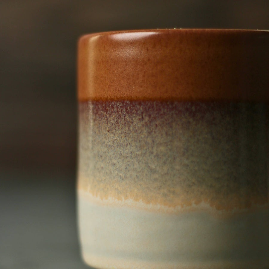 Jordan-Jean Ceramics Sienna handmade ceramic mug, close up of rim and glaze transition