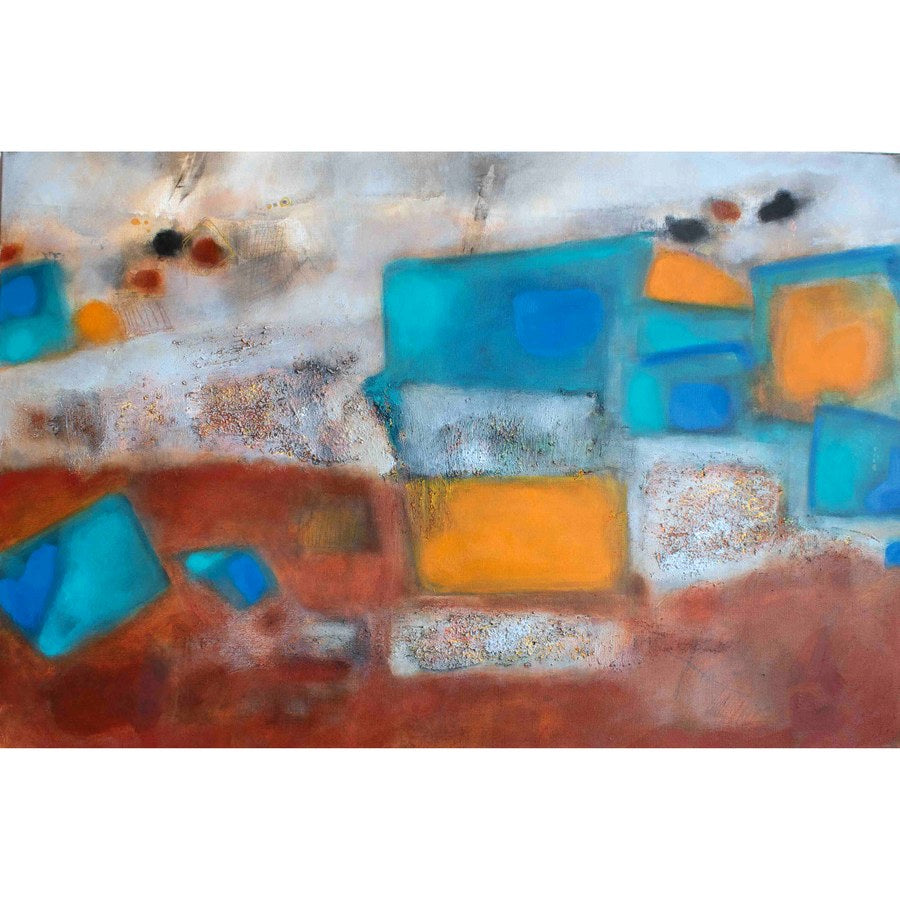 Winter Morning original abstract landscape painting by contemporary artist Katrin Waite