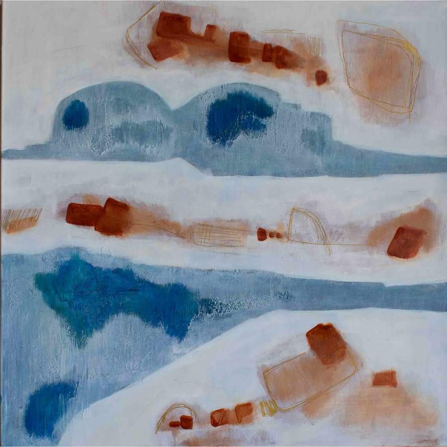 Clouds Moving original abstract landscape painting by contemporary artist Katrin Waite