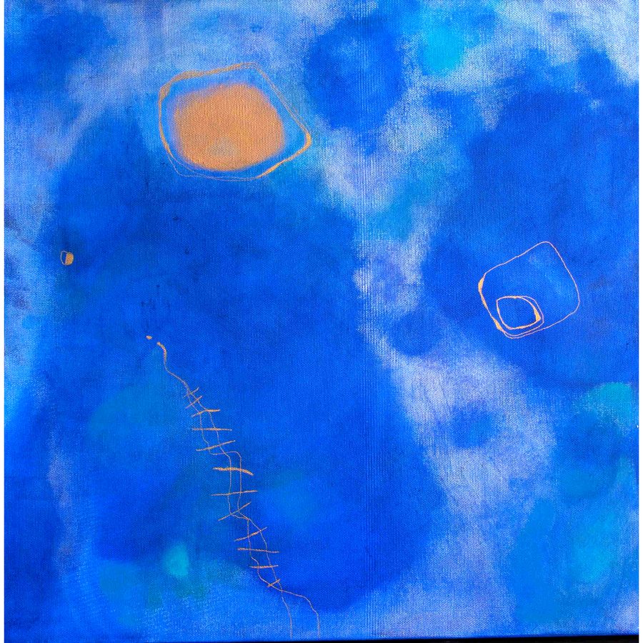 Golden Moon original abstract painting by contemporary artist Katrin Waite