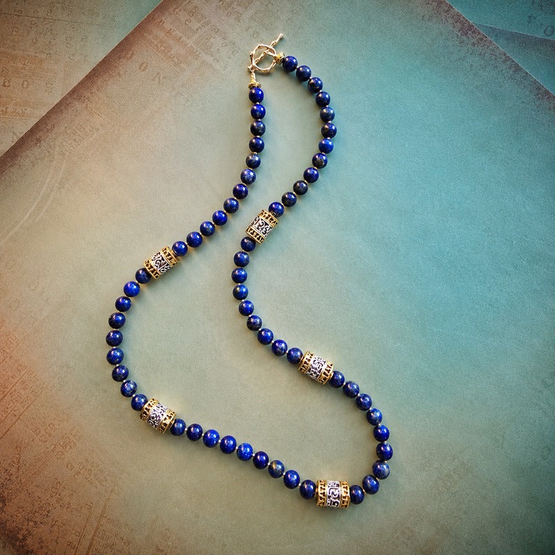 Lapis Sanskrit Necklace
