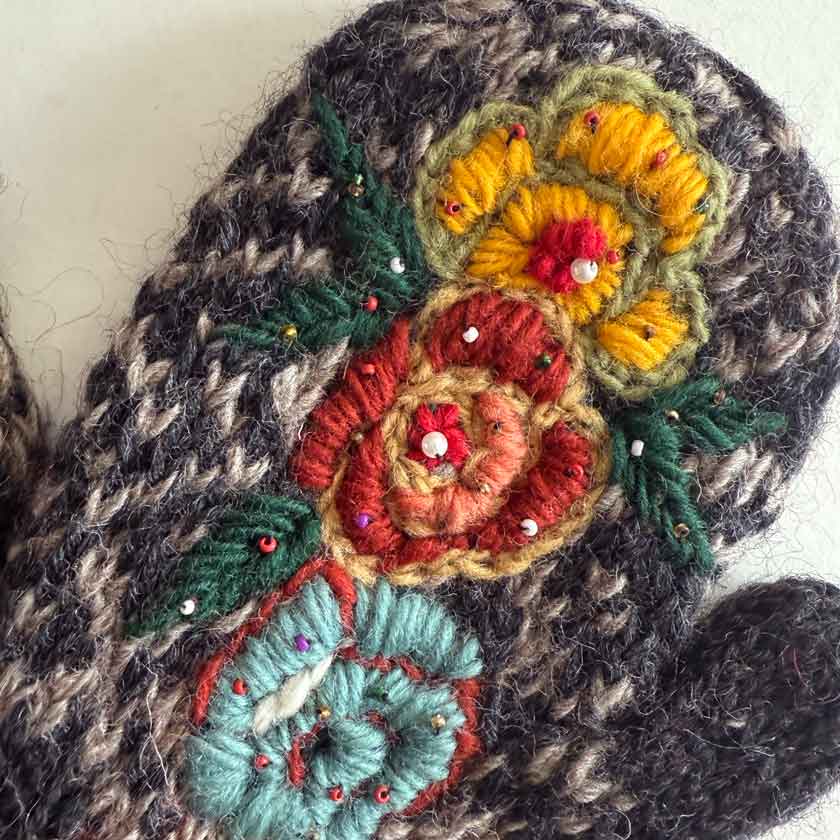 Beaded Rose Mittens