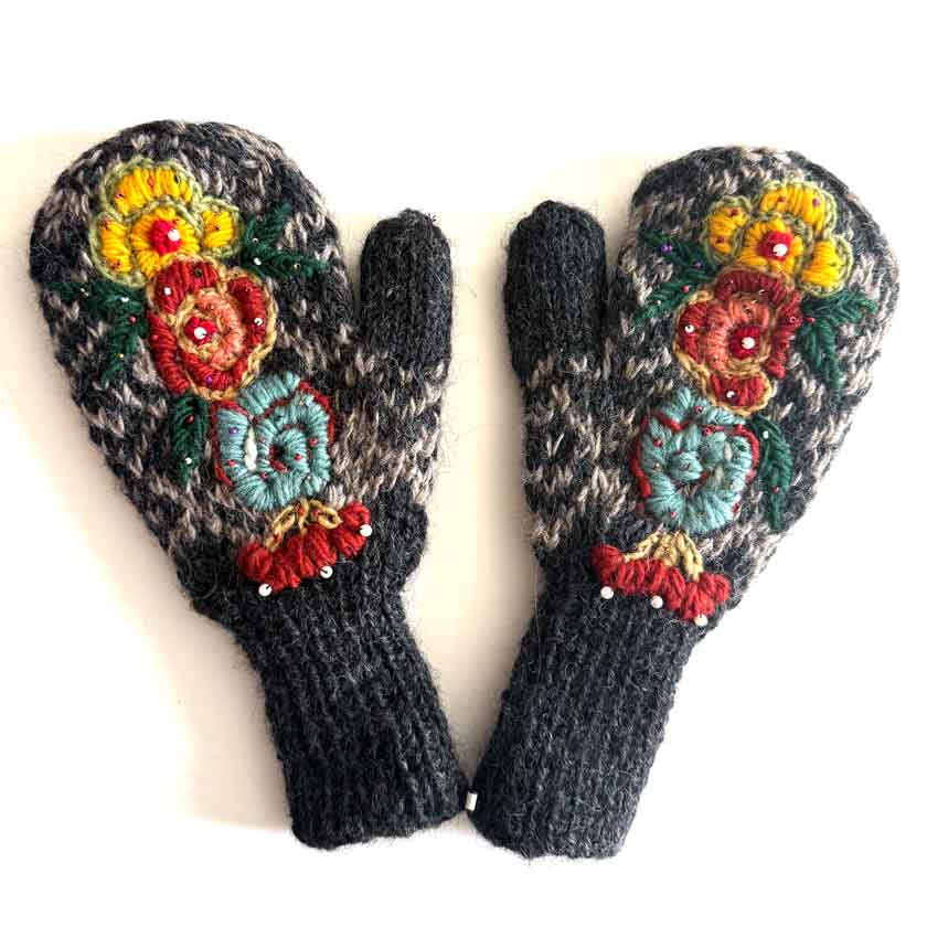 Beaded Rose Mittens