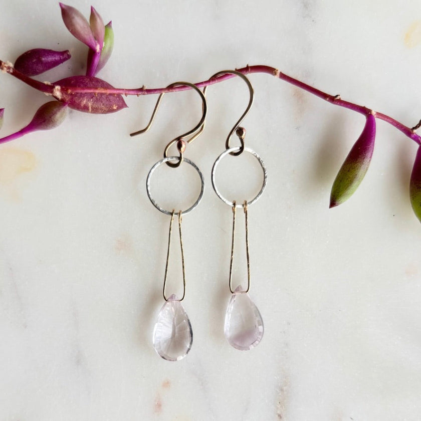 Solstice Earrings- Pink Amethyst