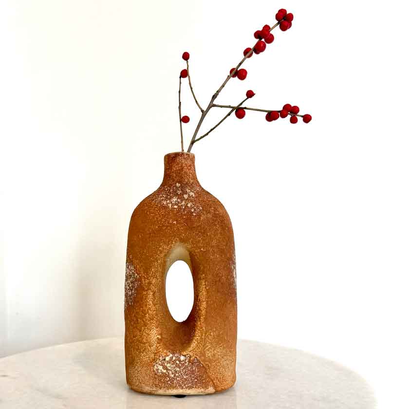 Textured Ceramic Vase Rust