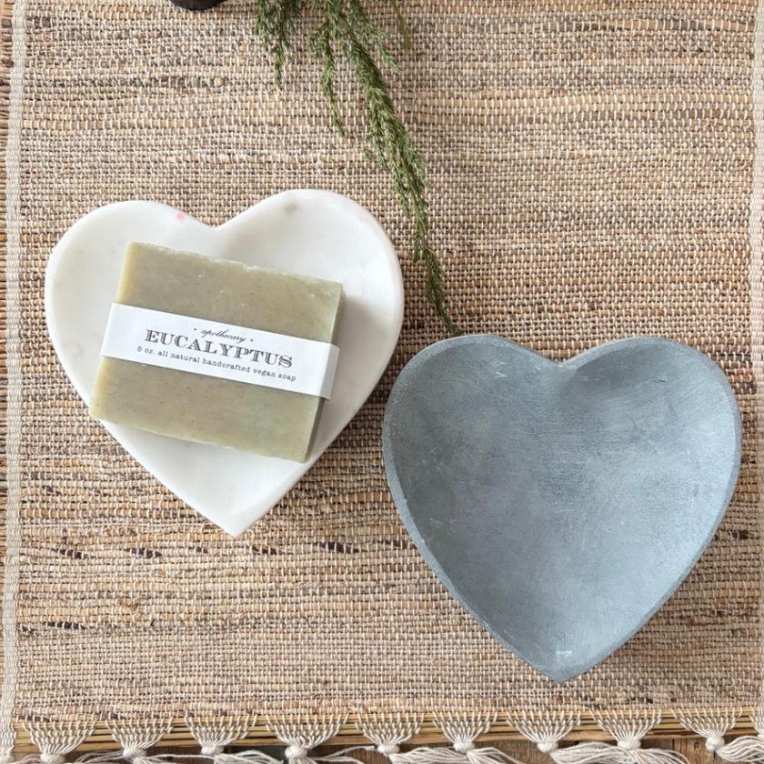 Soapstone Grey Heart Soap Dish