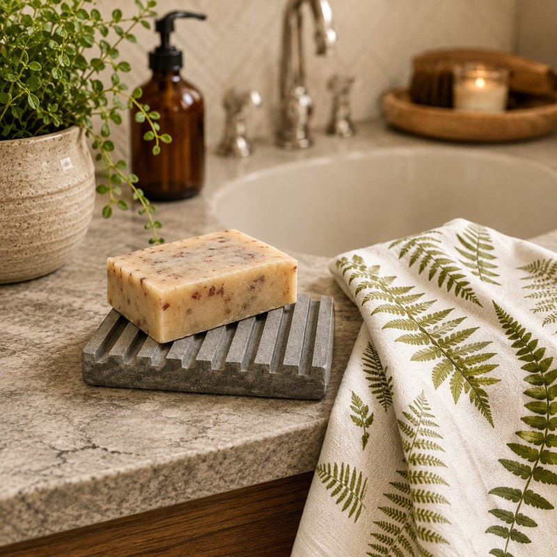 Soapstone  Grooved Rectangle Soap Dish