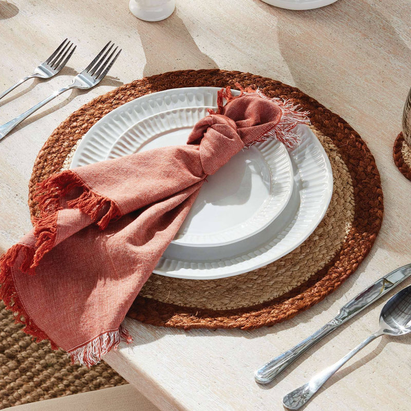 Aura Cotton Dinner Napkins – Rust | Set of 4