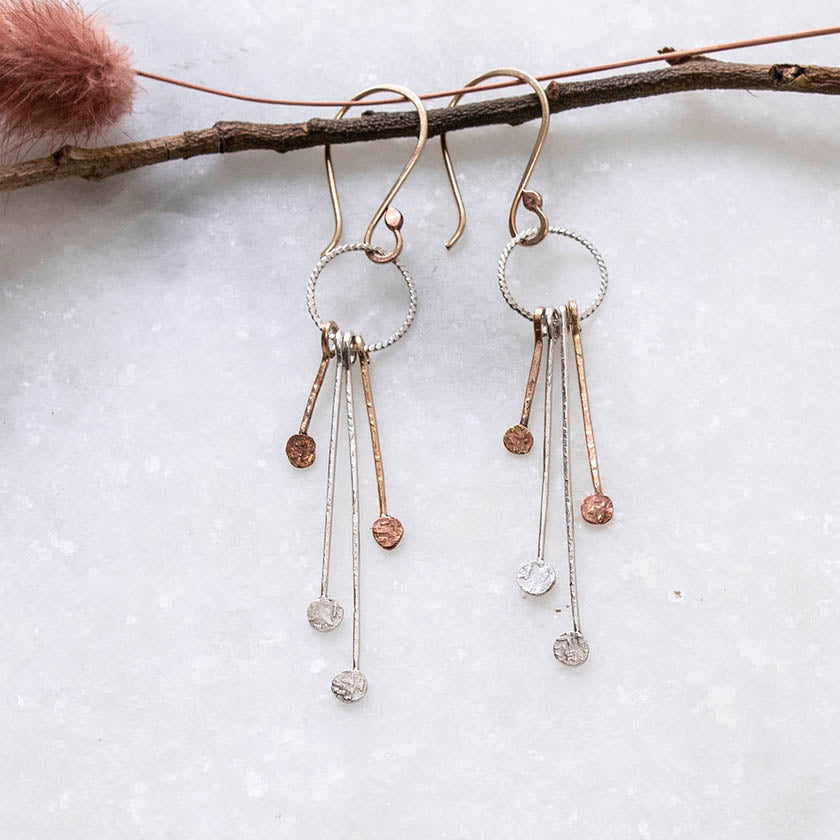 Silver &amp; Gold Paddle Dangle Earrings