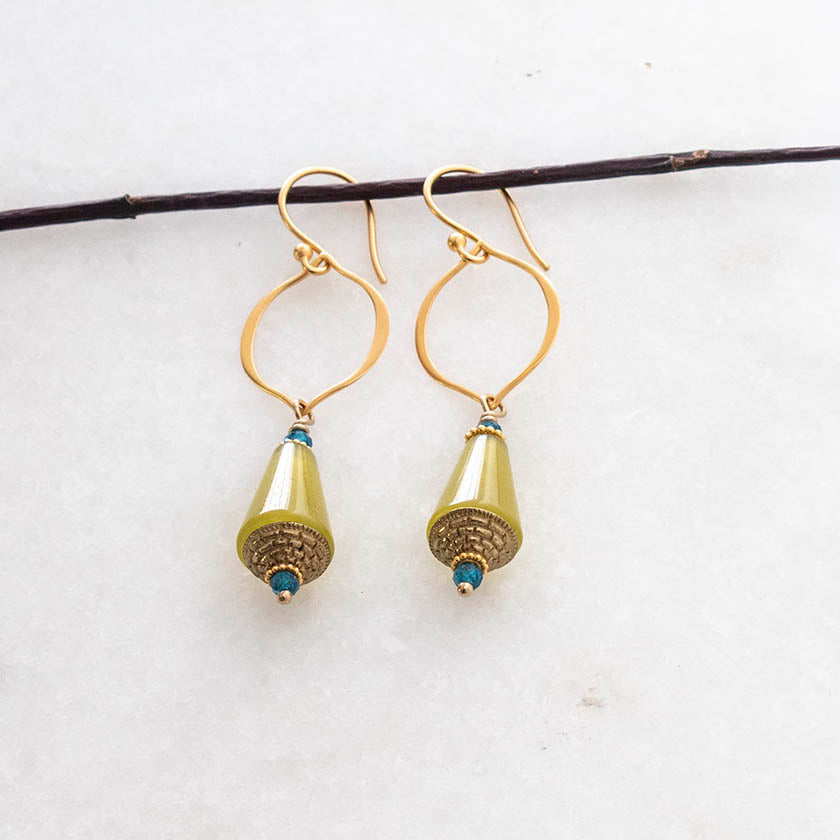 Jade &amp; Apatite cone Earrings