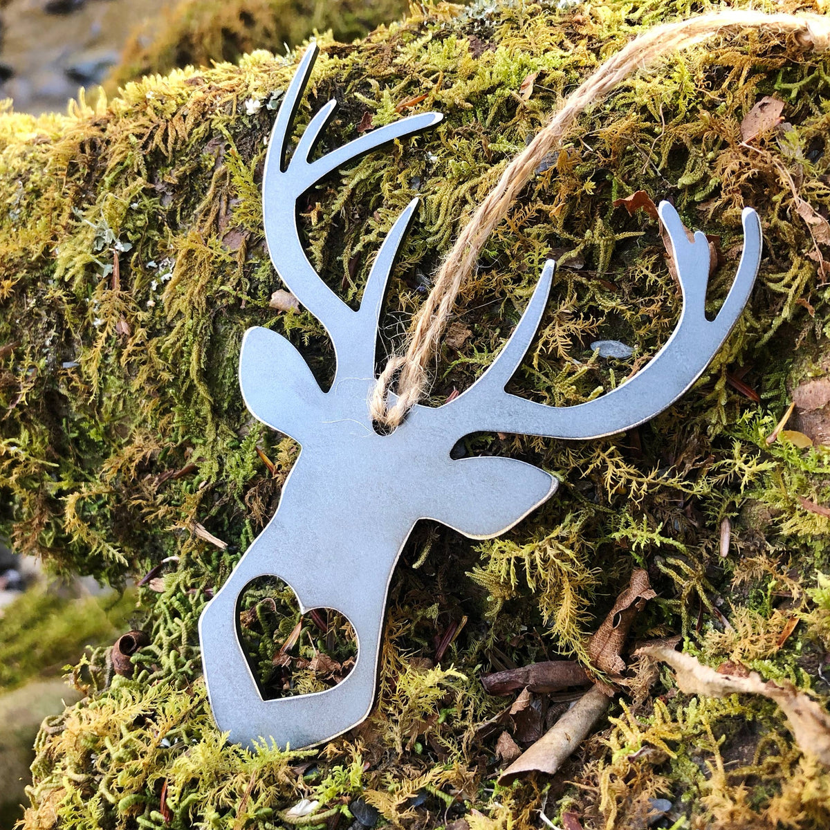Deer Rustic Raw Steel Ornament