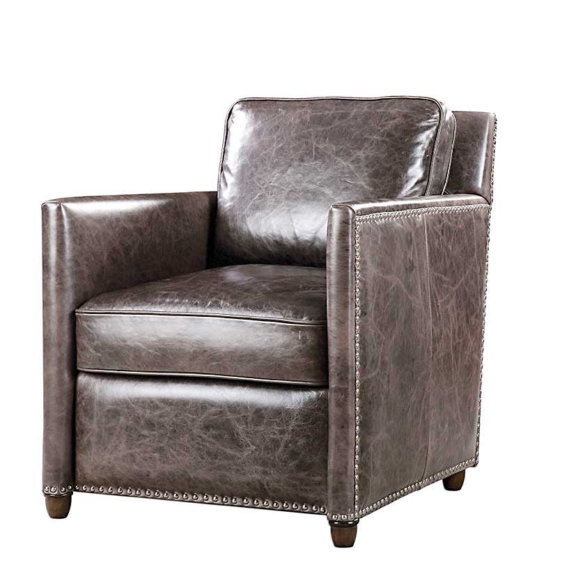 Leather Club Chair in Smoke