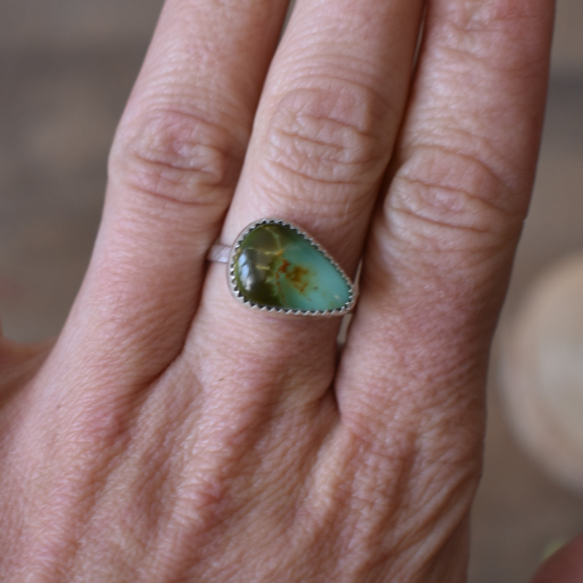 Pear shaped Royston Turquoise  Ring