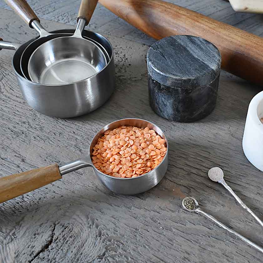 Be Home Teak + Stainless Measuring Cup Set - Palm and Perkins