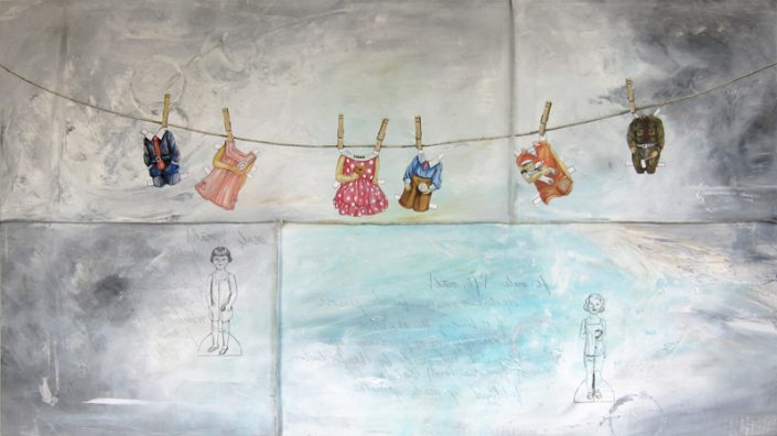 Raising Paper Dolls-Painting 44x78