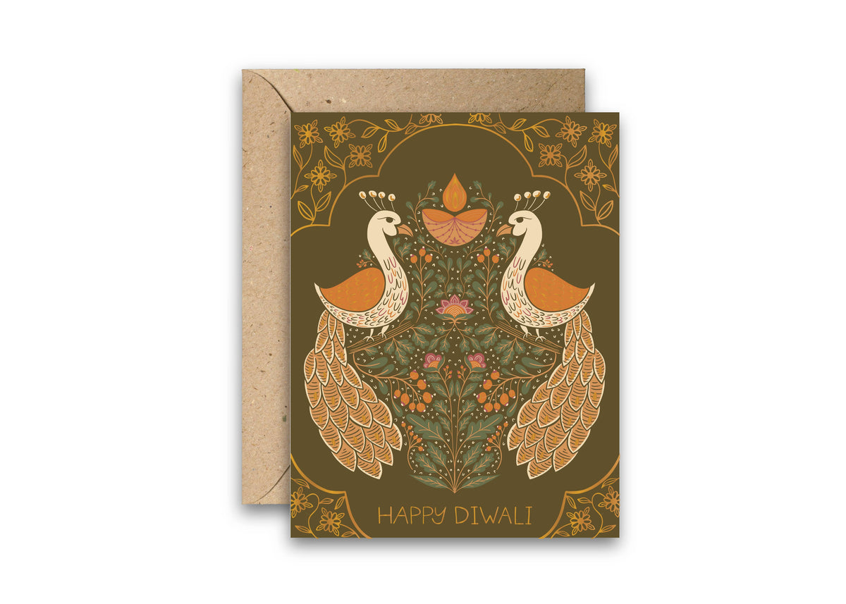 Diwali Birds Gold Foil Gift Card