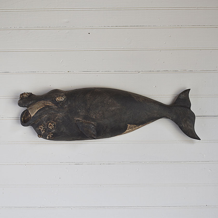 Hand-Carved Whale Wall Plaque
