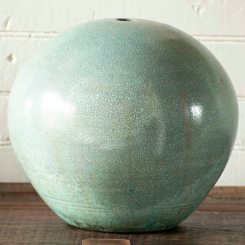 handmade turquoise raku pottery