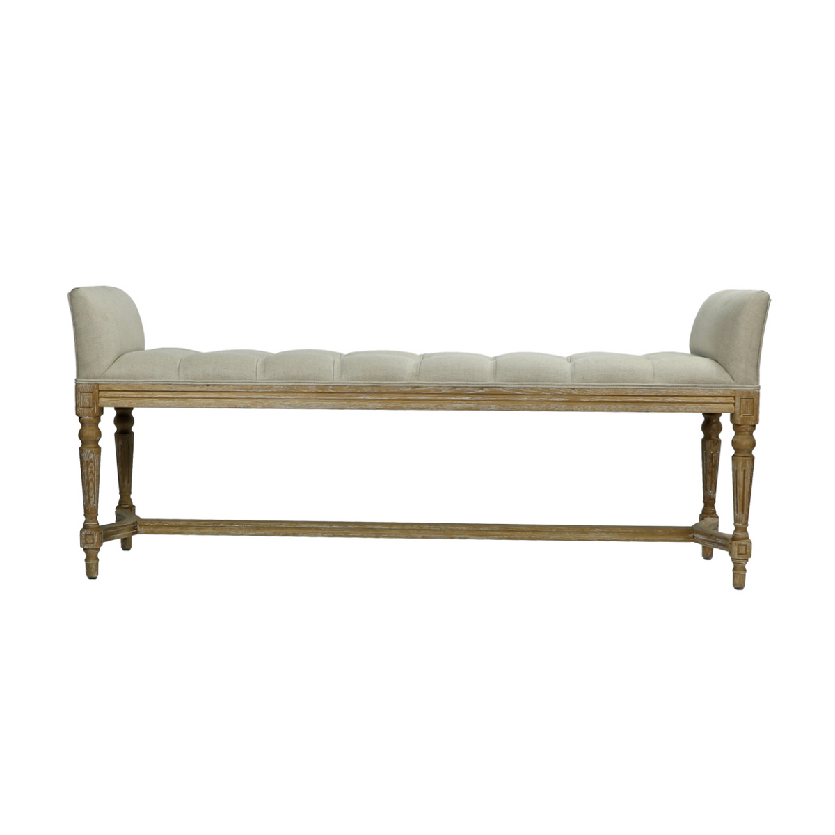 Tufted Linen Bench
