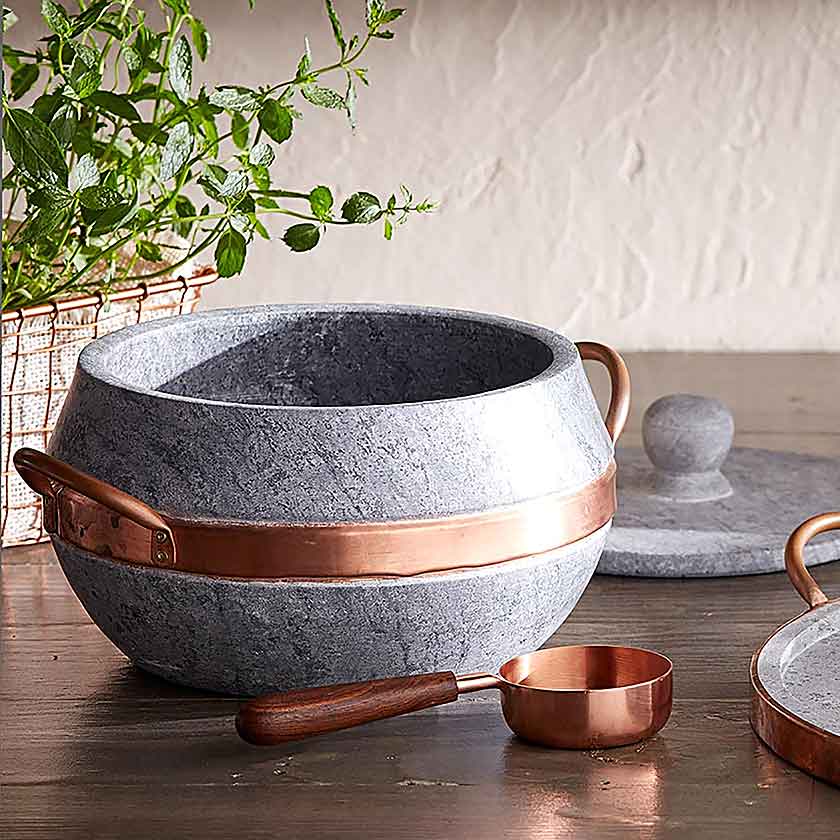 Soapstone and Copper Simmer Pot
