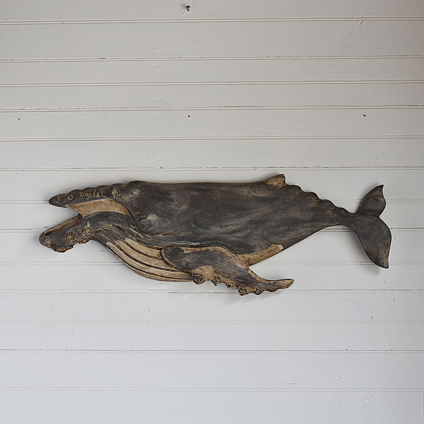 Hand-Carved Whale Wall Plaque