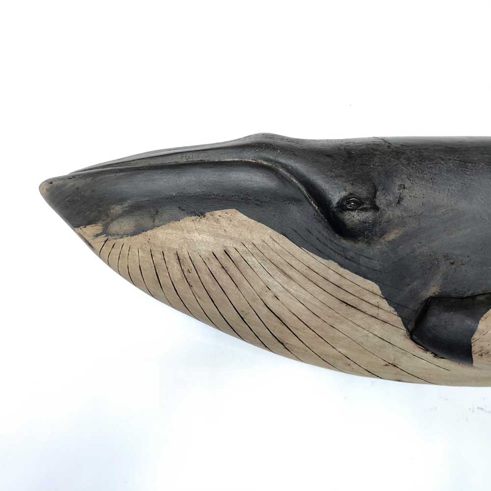 hand carved wooden minke whale wall plaque