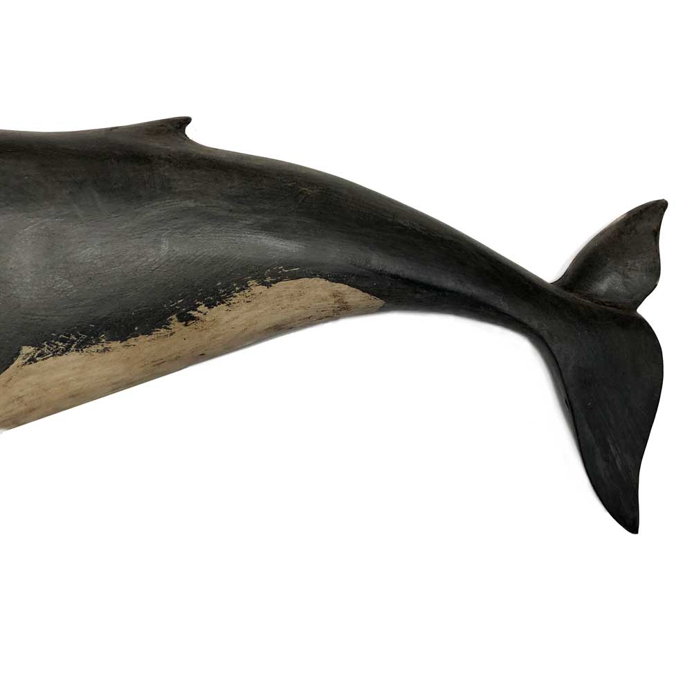 hand carved wooden minke whale wall plaque
