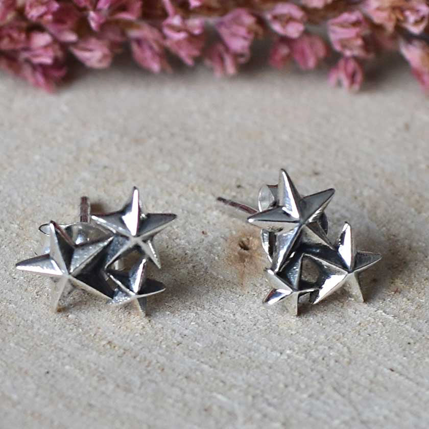 Triple Star Post Earrings