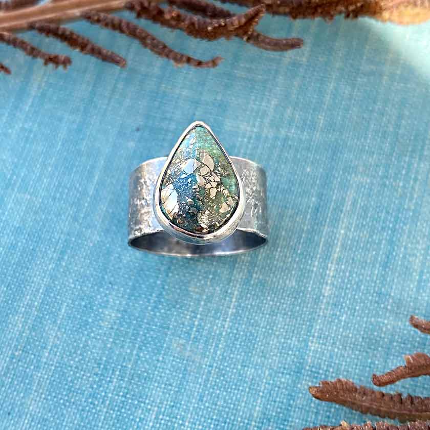 Morenci Turquoise & Sterling Silver Ring Size 8.5