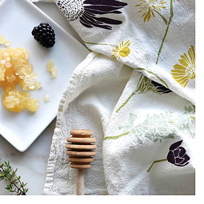 Honeybee Tea Towel Organic Cotton Flour Sack Kitchen Towel Bee Eco