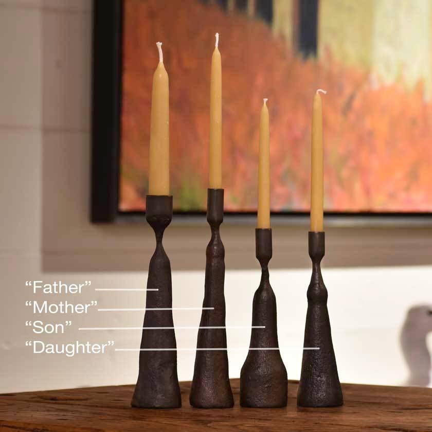 Handforged iron candle holders grouping