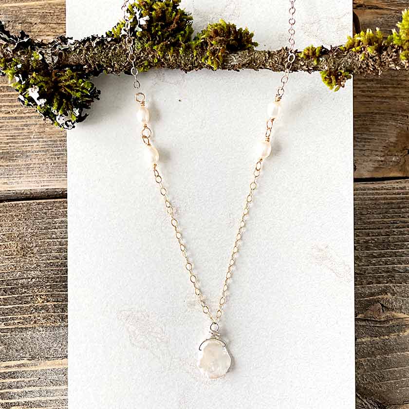 Silver And Pearl Gold Necklace